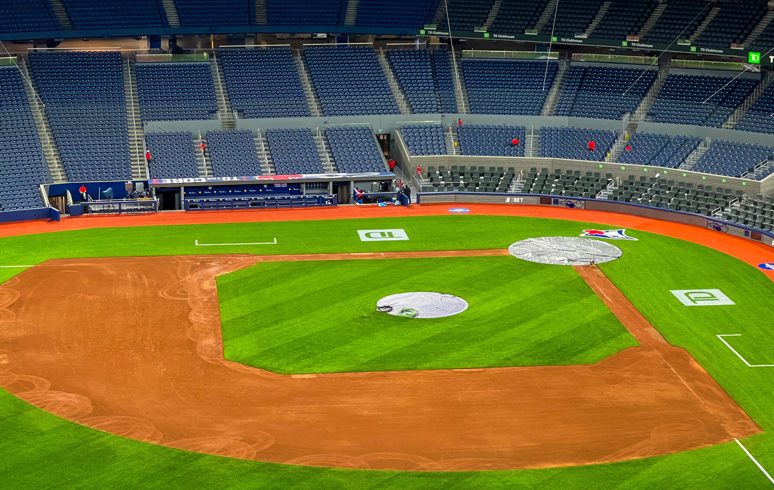 Baseball field view from a personal skybox.